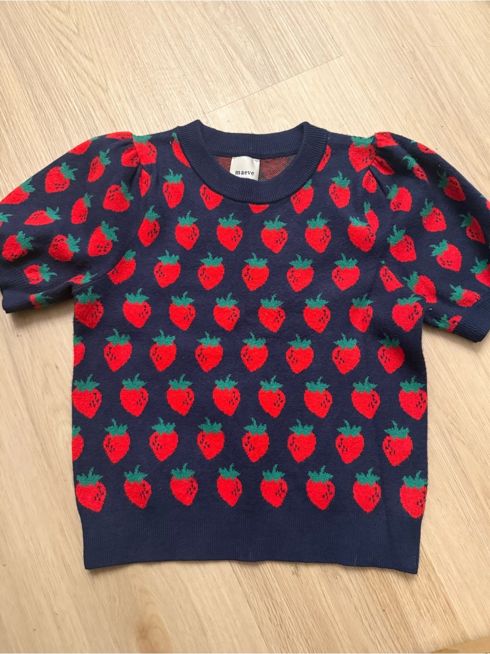 Anthropologie Maeve Strawberry Knit Top Sz XXS